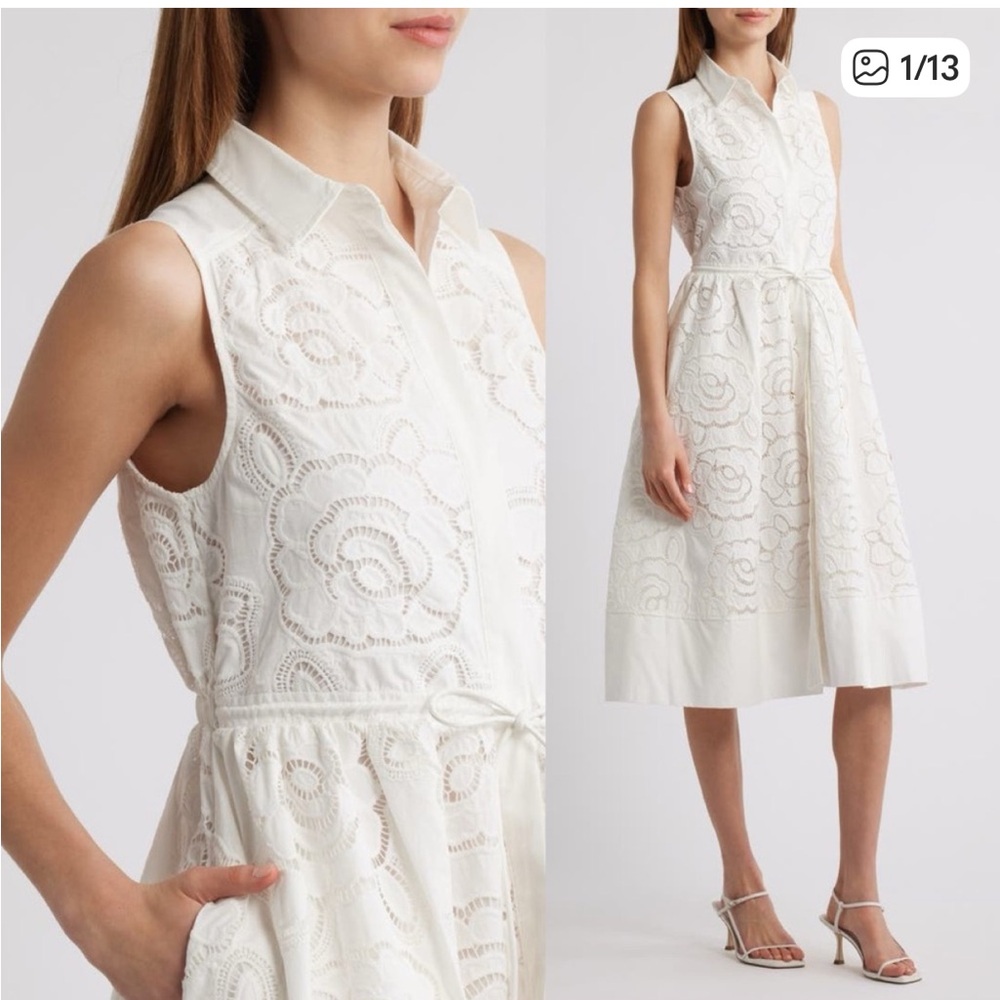 En Saison Ivory Lace Sleeveless Midi Dress